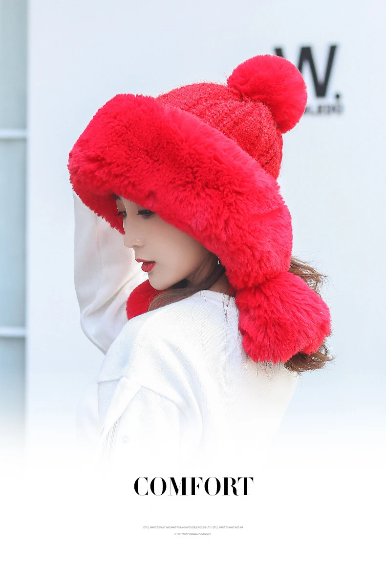 USPOP Women skullies thickened velvet knitted hats warm snow hats female winter hats cute pompom beanies