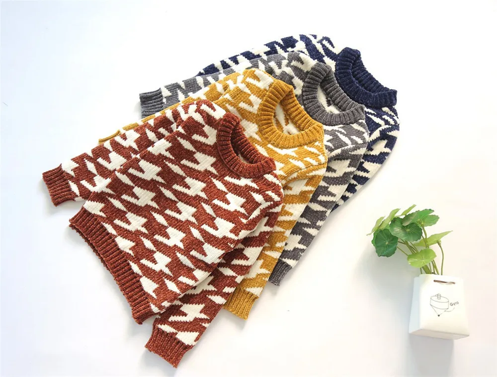 LILIGIRL/Детские свитера; свитера с геометрическим принтом для мальчиков; зимние свитера для девочек; вязаный детский пуловер с длинными рукавами; повседневная детская одежда