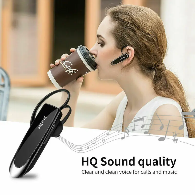 Wireless Bluetooth Headset Handsfree Earpiece Drive Microphone Earbud Ear Hook Headphone
