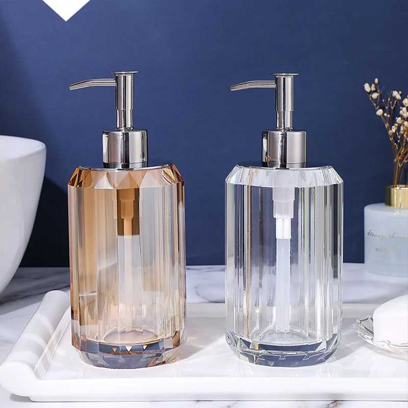 

Creative High-end Glass Crystal Lotion Bottle Sanitary Decoration Supplies Hand Sanitizer Shampoo Bottle Pressing Soap Dispenser