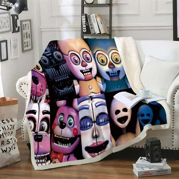 

3D Five Nights At Freddy's Printed Sherpa Blanket Couch Quilt Cover Travel Bedding Velvet Plush Throw Fleece Blanket Bedspread
