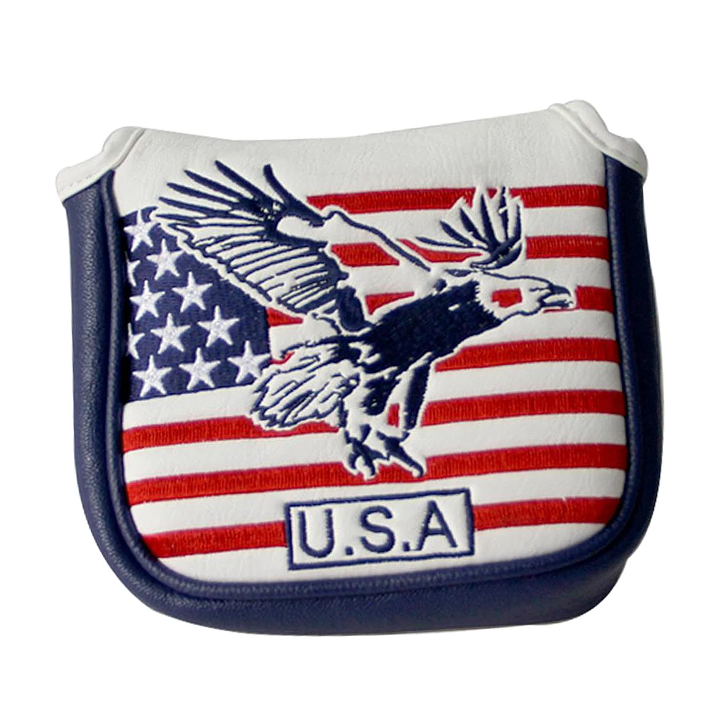 USA Stars and Stripes Square Mallet Shaped Magnetic Closure Golf Putter Head Cover for Men Women Golfer Gift