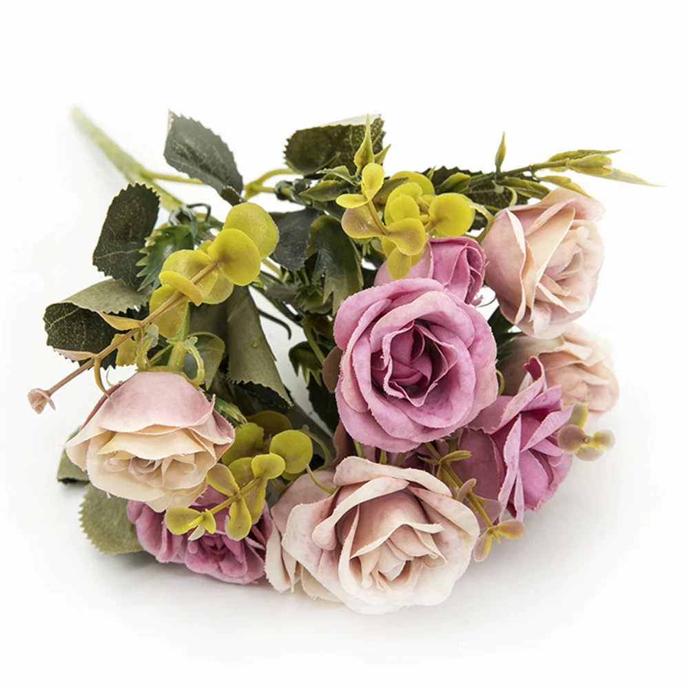 4 головки искусственные розы ветка шелк+ пластик Флорес имитация цветка розы для дома свадебное украшение для гостиницы Роза