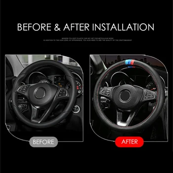 

Synthetic Leather Car Steering Wheel Cover Protector Slip-On For BMW M Sport Car Interior Decoration Car Steering Cover