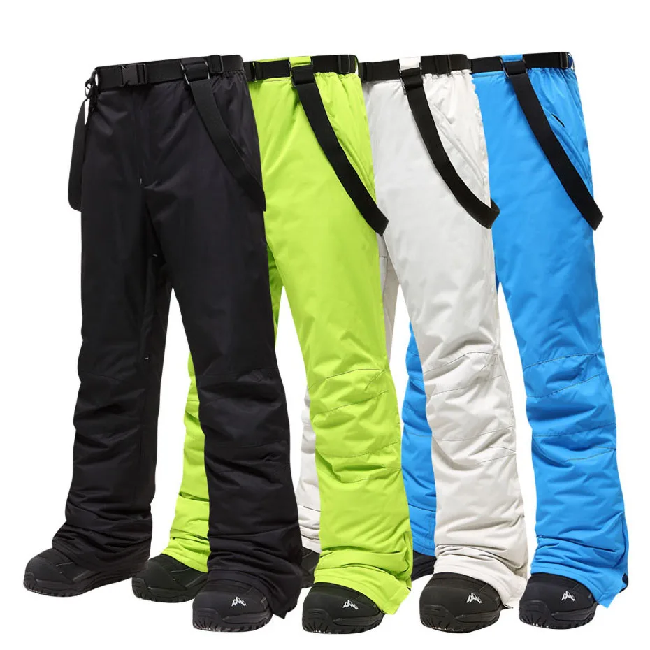 -30℃ Men's Skiing Pants Brands Warm Outdoor Sports Waterproof Thinken Snow Trousers Suspenders Winter Snowboard Pants Men