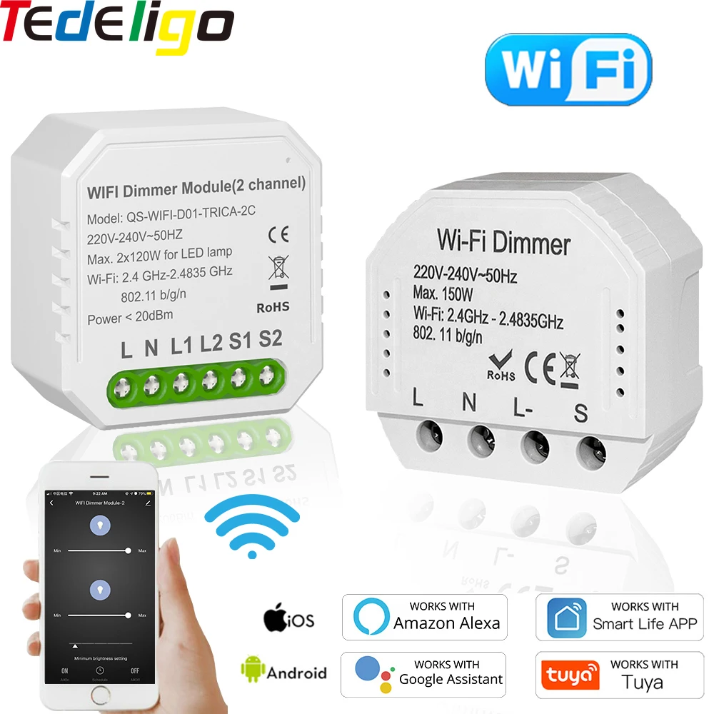 Переключатель света Tuya Smart Life светодиодный выключатель с Wi-Fi 1/2 клавиши 220 В