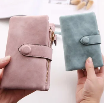 

Popular Thin Multi-Card PU Leather Zipper Lady Wallet Purse Mini Card Holder Case Women Tri-fold purse wallet cute
