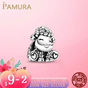 

925 Sterling Silver Patti the Sheep Charm Beads fit Original Pandora Charm Bracelet Brand 925 Silver Authentic Jewelry Making