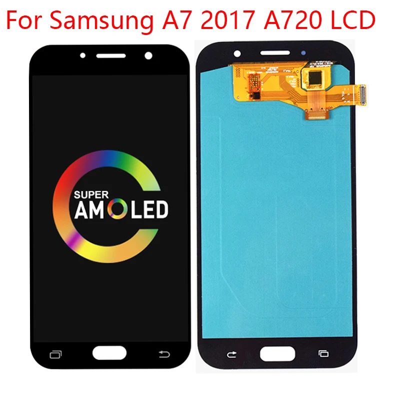 100% супер AMOLED ЖК-монитор для Samsung Galaxy A7 2017 A720 A720F с сенсорным экраном и дигитайзером