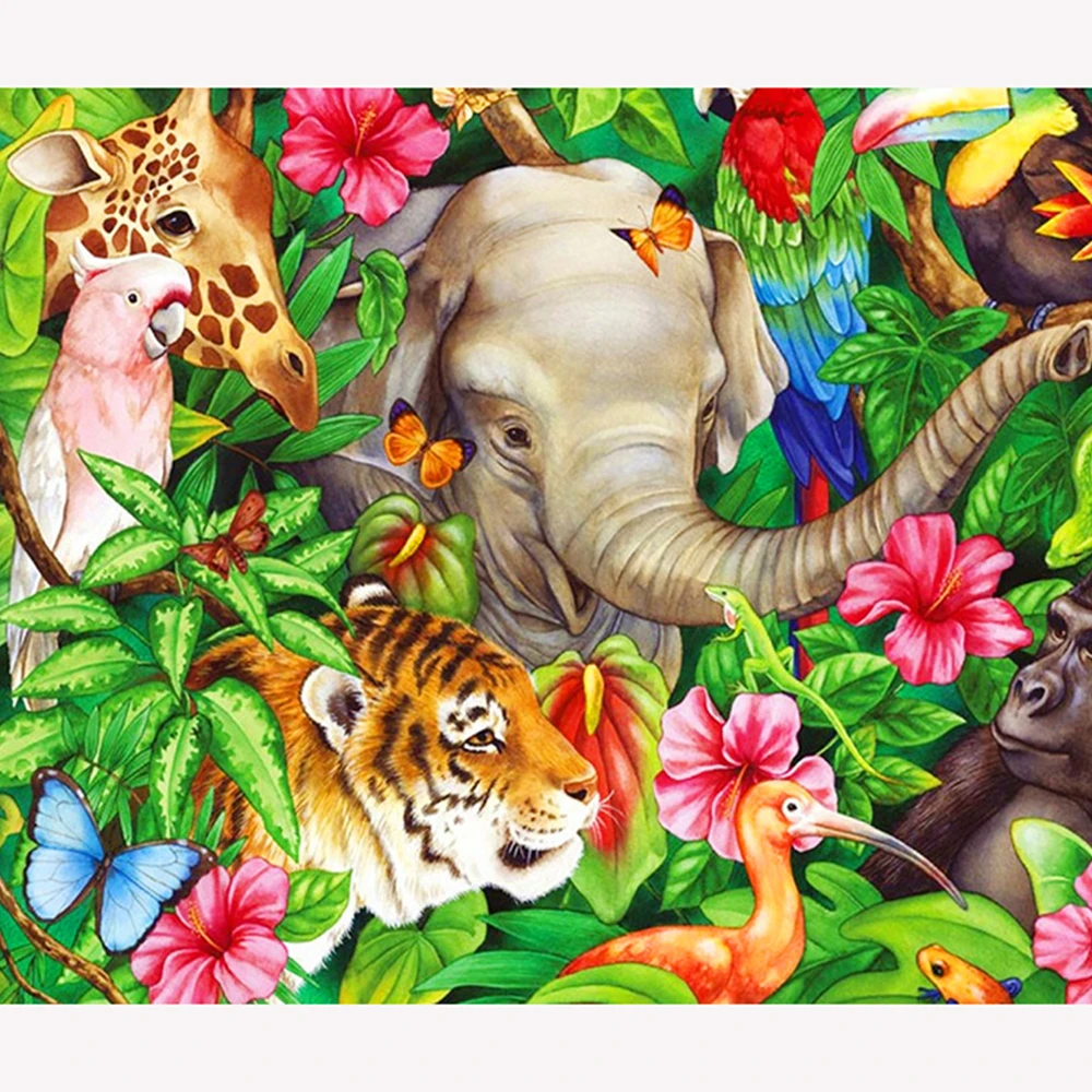 

Fundaful Diamond Painting Elephant Animals Kits For Adults Full Drill Round/Square Rhinestone Corss Stitch Embroidery Art Craft