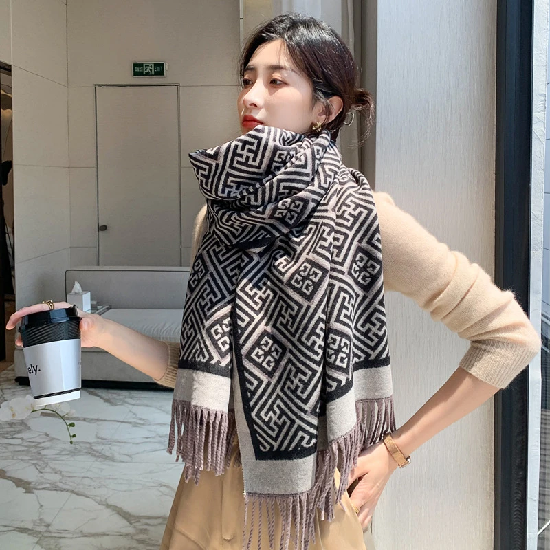 Bufandas de Invierno para mujer, chales cálidos, Pashmina, manta pura de Cachemira, para cuello, 2021|Sets de de mujer| -