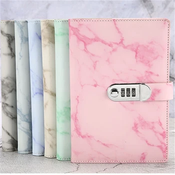 

A5 Marble Texture Notebook Password Lock Notebooks Leather Notepad Agenda Weeks Diary Month Planner School N04 20 Dropship