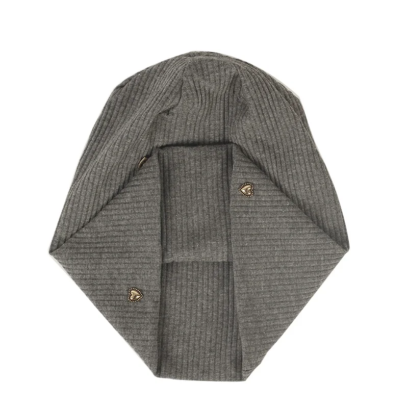 Geebro Women Soft Ribbed Metal heart Beanies Elastic Knitted Skullies Hats Ladies New Fashion Adult Casual Spring Autumn Bonnet 4