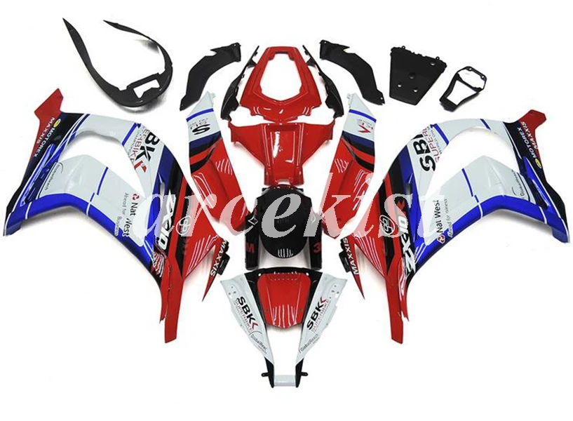 4 подарки ABS Обтекатели комплект подходит для kawasaki Ninja ZX-10R 2011 2012 2013 10R, возрастом 11, 12, 13, 14, 15, набор для тела красного, белого и синего цветов