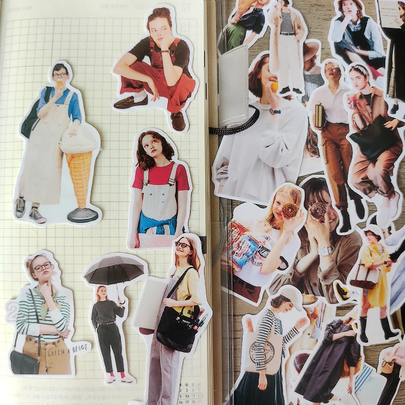Japanese Magazine Style Street Shooting Sticker DIY Scrapbooking Journal Base Collage Phone Diary Album Happy Planner Decoration cartoon stickers decorative stickers self adhesive stickers custom stickers stationery stickers anime stickers paper stickers adhesive stickers magnetic bookmark