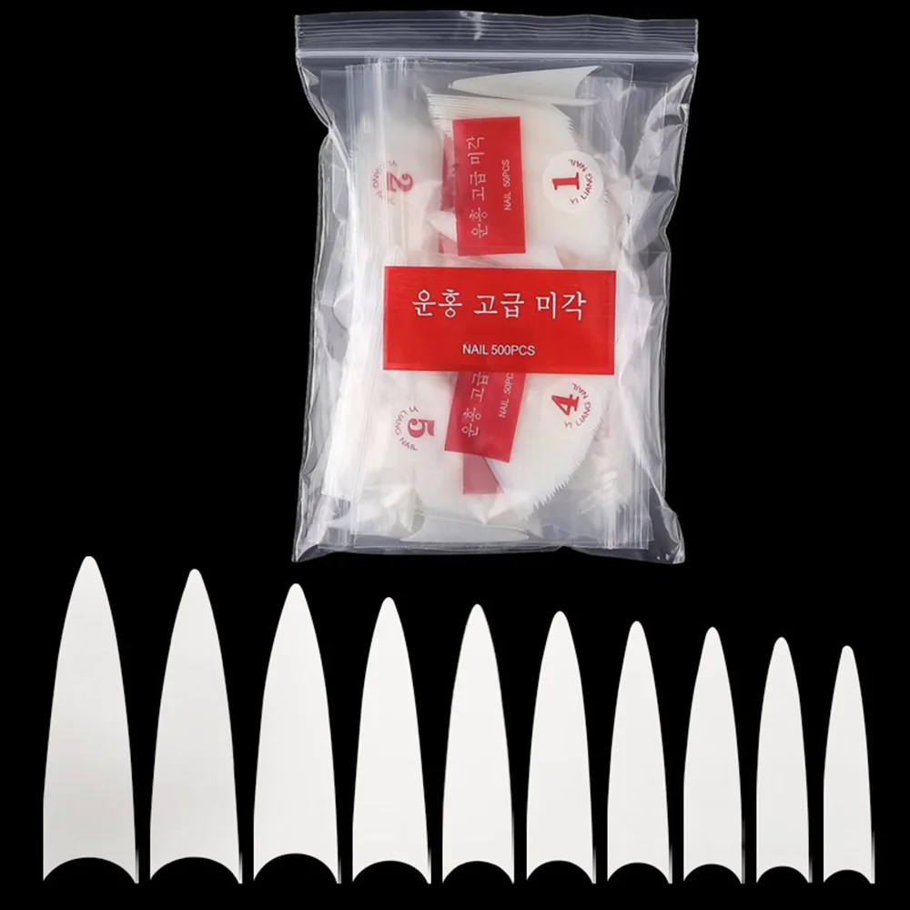 500pcs False Nail Tips with 10 Sizes Nail Tips Stiletto French Acrylic Fake Nails ABS Tips 2