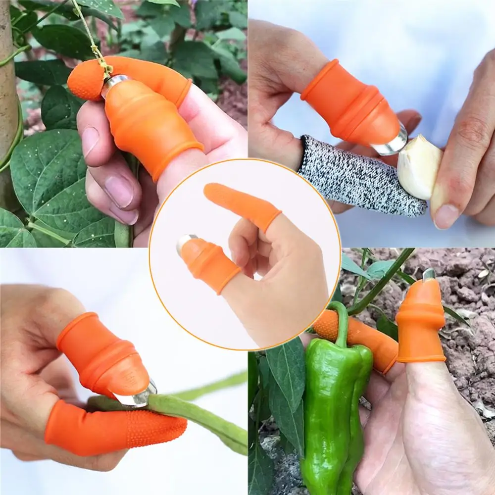 Garden Fruit Vegetable Picking Knife Pruning Shears Silicone Finger Gloves Saw Straight Blade Cutter