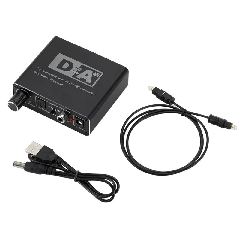 3 5 Jack RCA DAC Spdif Amplifier Decoder 24 Bit Digital to Analog Converter Optical Fiber Coaxial For Headphone With Volume Knob