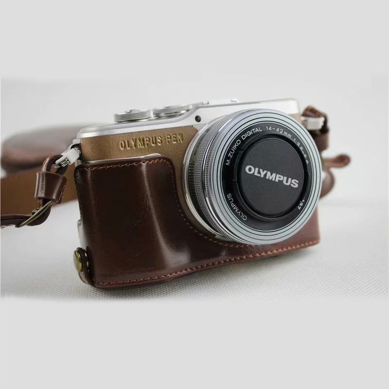 Чехол для камеры из искусственной кожи для Olympus E-PL9 EPL9 PL9, защитный чехол с плечевым ремнем и мини-Чехол