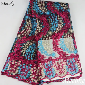 

High quality nigerian woven swiss voile net lace or African tulle mesh lace fabric WINE France cord lace for party wedding dress