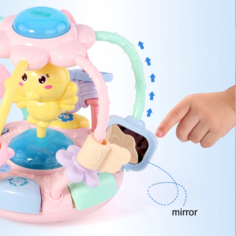 0-6 месяцев Игрушки мягкие резиновые Bebe мультфильм ручной стук погремушка гантели Ранние развивающие игрушки для ребенка руки детские игрушки с колокольчиком