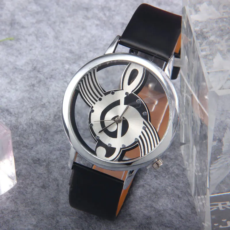 

Retro Transparent Openwork Watch Music Character Watch Student Notes Casual Men and Ladies Watch Women Quartz Watch