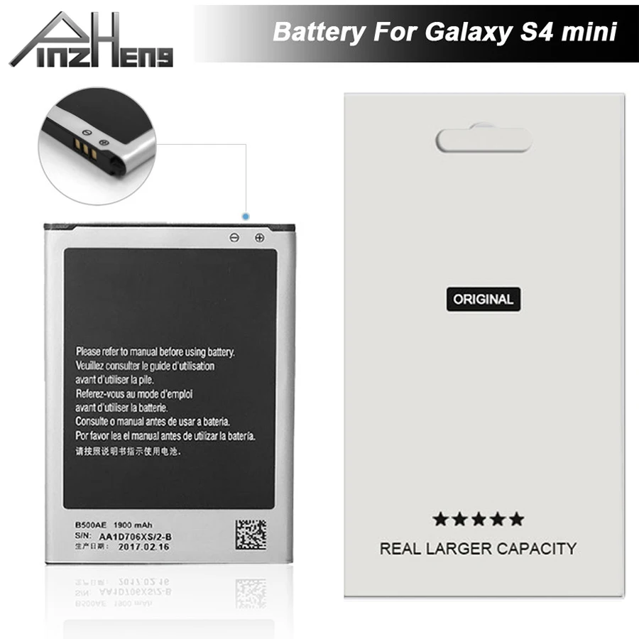 PINZHENG 3 контактный аккумулятор для телефона Samsung Galaxy S4 Mini i9190 I9192 сменный B500AE