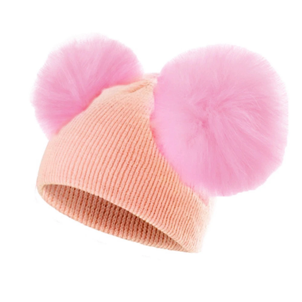 

Baby Fashion Winter Warm Hats 2019 New Infant Soft Cute Knitted Hat with Big Pompon Balls Toddler Crochet Comfortable Caps
