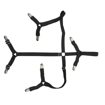 

Elastic Bed Fitted Sheet Straps,Adjustable Bed Sheet Suspenders Gripper Fastener Clips, 4 Sides Fuit for Round and Square Mattre