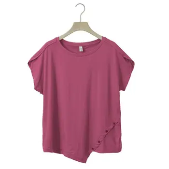 

Women T shirt Casual Summer Round Neck Irregular Cute Tee shirt