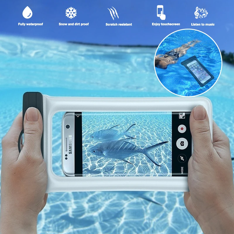 

2 IN 1 Waterproof Swimming Dry Bags Built-in 3.5mm Audio Cable Phone Pouch For iphone Huawei Samsung Xiaomi 6.0 inch Phones Use