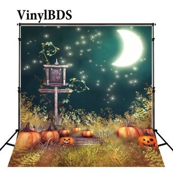 

VinylBDS Photography Backdrop Halloween Backdrops Pumpkin and Moon Background Forest Photo Children Background for Photo Studio
