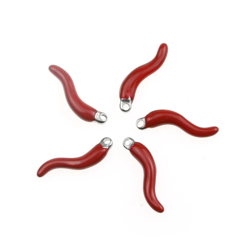 5 шт./лот подвески из нержавеющей стали с красной эмалью для перца ручной работы