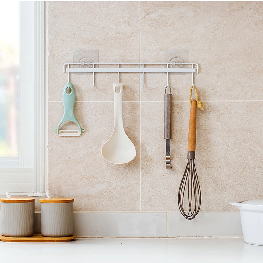 

Kitchen Hook Free Punching Six-link Hook Bedroom Strong No Trace Adhesive Hook Multifunction Seamless Durable Hook Home Decor D4