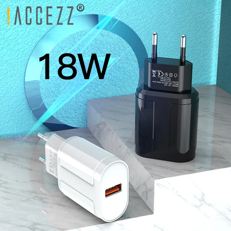 !ACCEZZ QC3.0 USB Charger Quick Charge For iphone XS X Fast Charging Samsung Huawei Xiaomi EU Plug Travel Wall Power Adapter | Мобильные