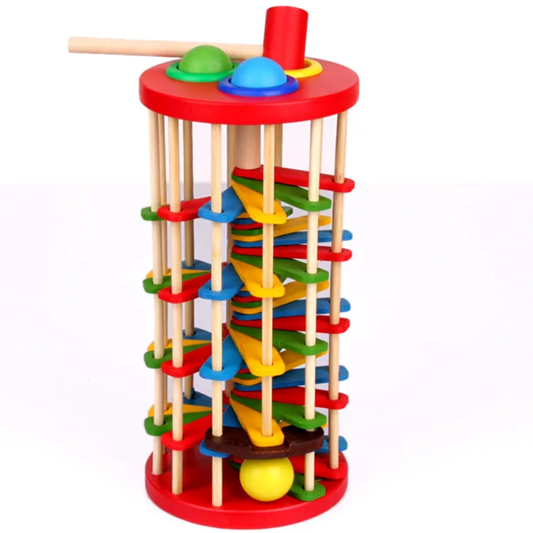 

Manufacturers Direct Selling Wooden Color Knock the Ball Drop Ladder Toy Children'S Educational Hands-on Wholesale Wooden Toy