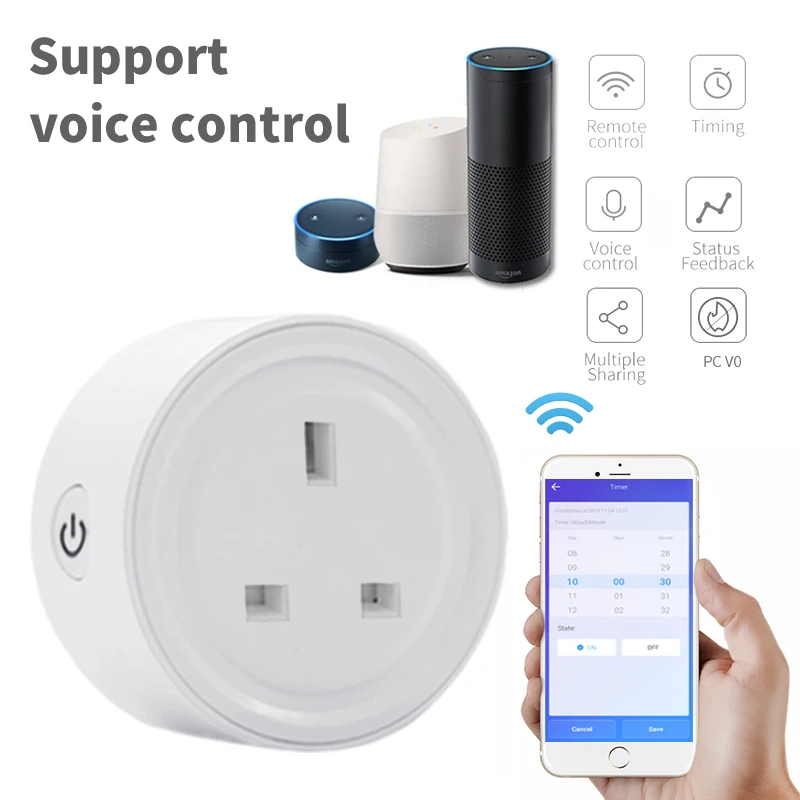 EWeLink US/UK умная штепсельная вилка WiFi с защитой от перенапряжения 110 240 В