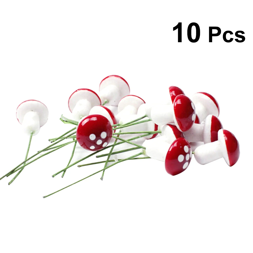 10pcs red Мини-пенный гриб для садового орнамента Цветочные Горшки Бонсай микро Ландшафтный Декор миниатюрные украшения грибы декоративные фигурки - Цвет: 10pcs red