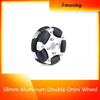 

58mm Aluminum Double Omni Wheel Robot Competition Omni-Directional Universal Wheel With Optional Hub Coupling DIY Robot Model