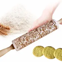 Деревянный 3D Рождество тиснение Скалка выпечки печенье лапша печенье, фондан, пирог выгравированы ролик Олень Снежинка кухонный инструмент