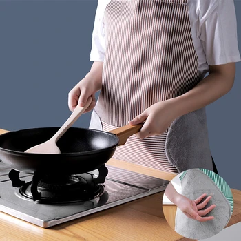 

Adjustable Stripe Kitchen Cooking Apron With Pocket Hand Towel Waterproof Oilproof Sleeveless Convenient Chef's Universal Apron