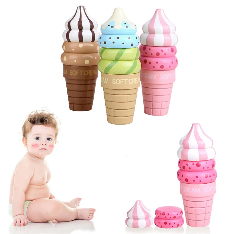 Складные Игрушки для мороженого, деревянные игрушки для моделирования, клубника, шоколад, мороженое, магнитная игрушка для детей, детские игрушки, 13-24 месяца