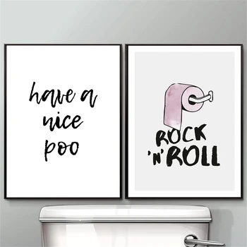 

Home Decor Funny Toilet Poster Wall Art Prints Rock and Roll Minimalist Canvas Painting Quote Have a Nice Poop WC Bathroom Sign