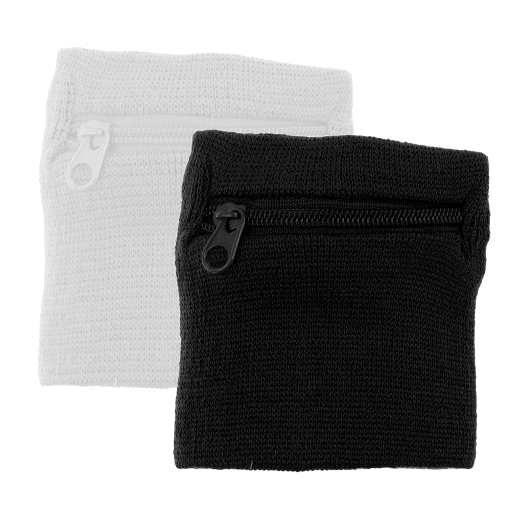 2 шт./компл. спортивные браслеты на молнии Кошелек на запястье Sweatband Key Coin Money Holder карман для велоспорта бега фитнеса