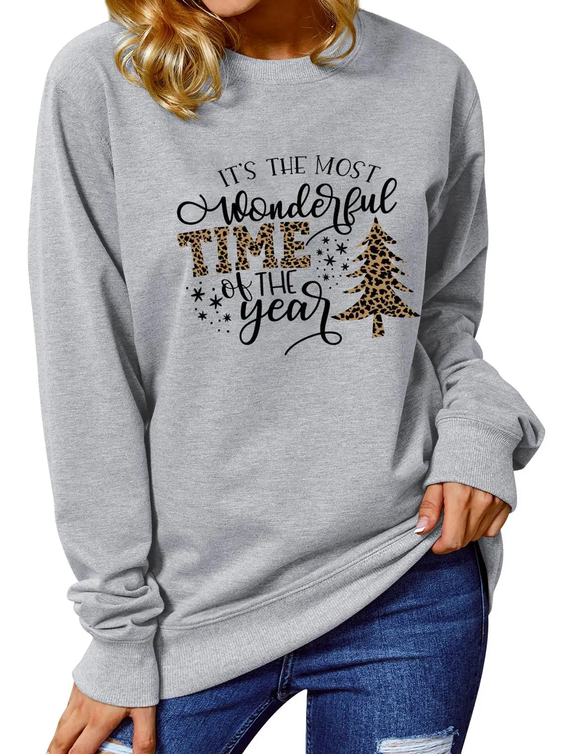 Leopard print christmas tree sweatshirt Clearance