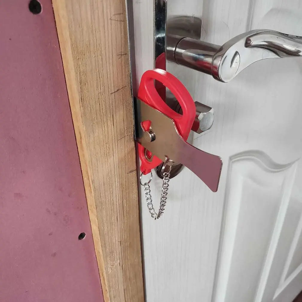 Portable Security Door Locks Self-Defense Door Stop Travel Accommodation Blocker Pp Stainless Iron Door Lock