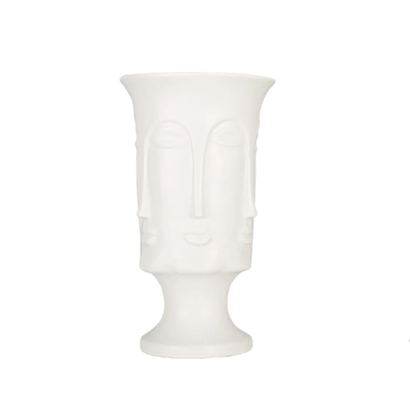 

Nordic Minimalism Abstract Ceramic Vase Face Art Matte Glazed Decorative Head Shape Vase White Ceramic