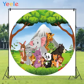 

Yeele Happy Birthday Forest Deer Animals Mountain Trees Background Photophone Photo Studio Photography for Decor Customized Size