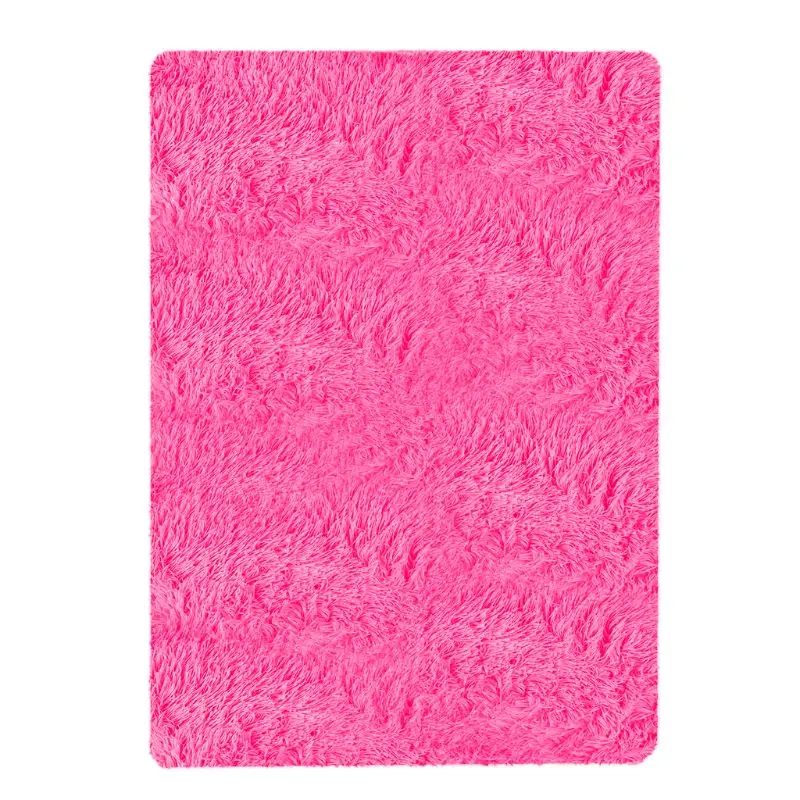 Hot Pink Современный Нескользящие коврик квадратный длинные мягкие плюшевые пушистый ковер Декор M4YD - Цвет: Hot Pink