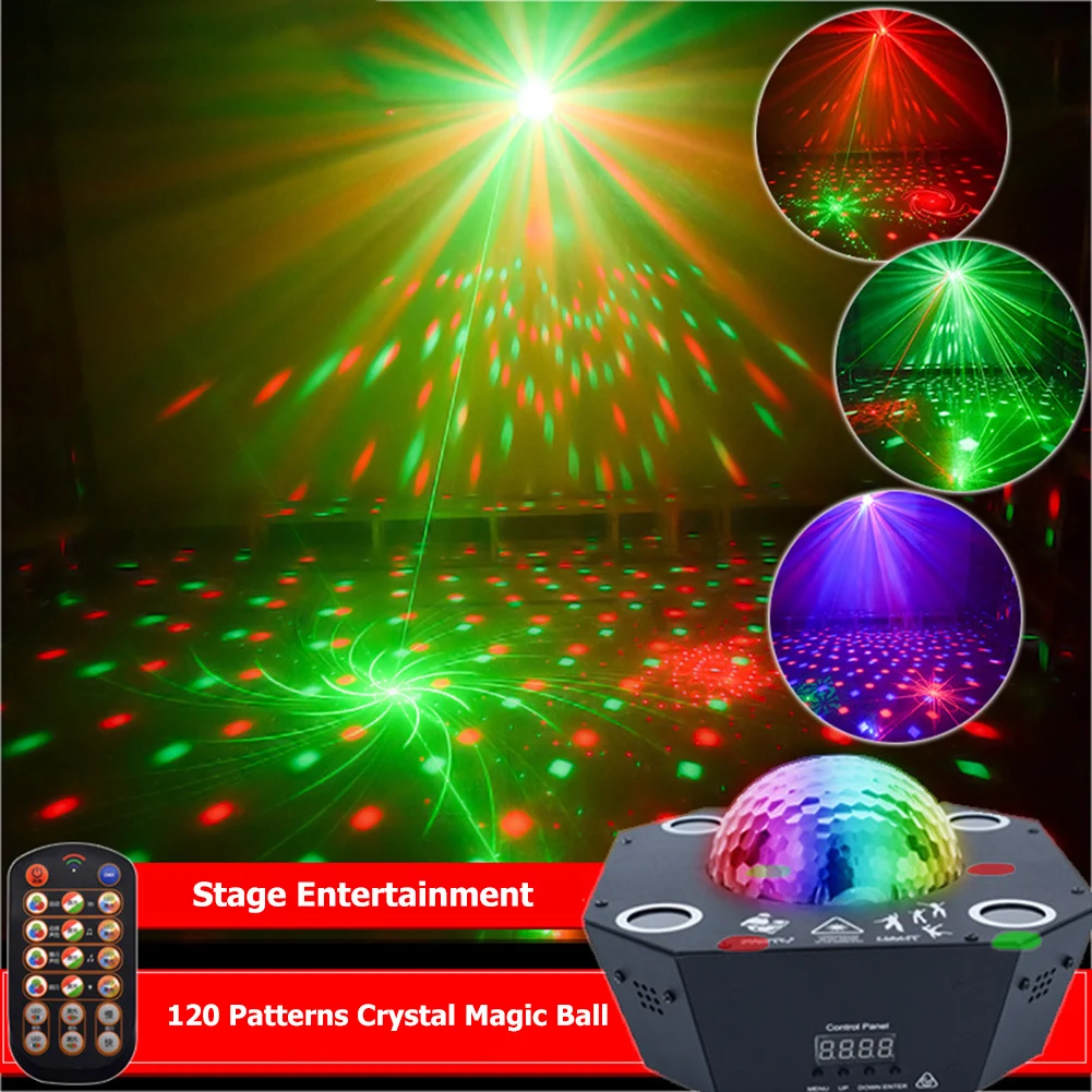 

Projection Lights Crystal Magic Ball Led 120 Patterns Stage Effect Lamp KTV Bar Voice Control Laser Light Party Decoration